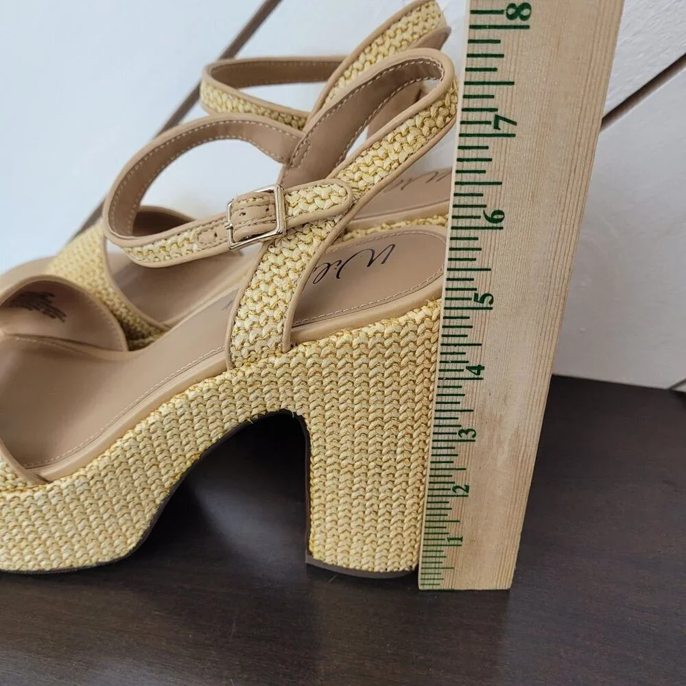NEW Wild Pair Vidaa Ankle-Strap Patchwork Pl Natural Raffia 12